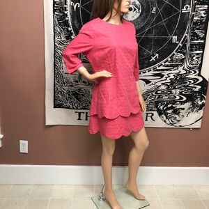 ASOS Pink 100% Cotton Double Scalloped Dress, 10